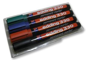 EDDING         330/4S             MARKER, CHISEL TIP, WALLET OF 4
