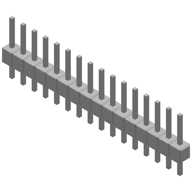 16 Pos 2.54mm Straight Thru-Hole Header, 3A, Green