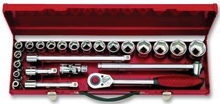 SOCKET SET, 1/2", IN METAL CASE