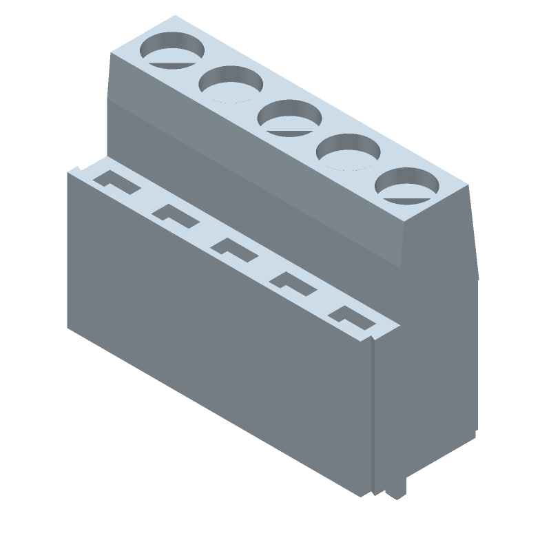 3 Pos 600V 24A PCB Mount Terminal Block, Green, Brass/Tin