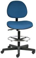 UPHOLSTERED TASK STOOL ON HARD-FLOOR CASTERS; Product Range:-; Body Material:Olefin Fabric Seat & Back; Foam Padding; Plastic Base; Colour:Blue Seat & Back; Black Base; For Use With:Bevco AV Adjustable Armrests; Weight:32lb ;RoHS Compliant: NA