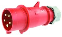 IP44 Red Cable Mount 5P Industrial Power Plug, Rated At 32A, 400 V,With Phase Inverter