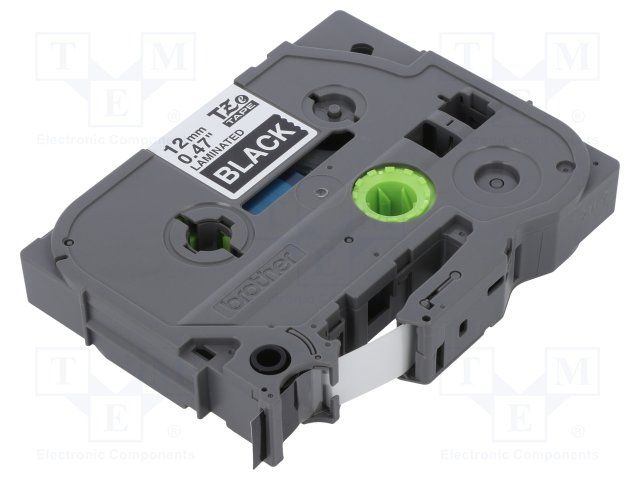 Label tape 12 mm white on black, TZE-335, Brother