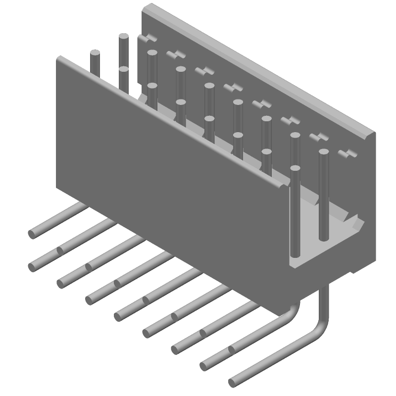 16 Pos 2.54mm RA Shrouded Header, Male Pin, Gold, 3A, 250V