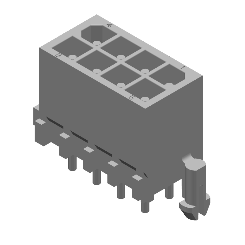 8 Pos Power Connector, Wire-to-Board, 9.5A, Gold, 600V, TH