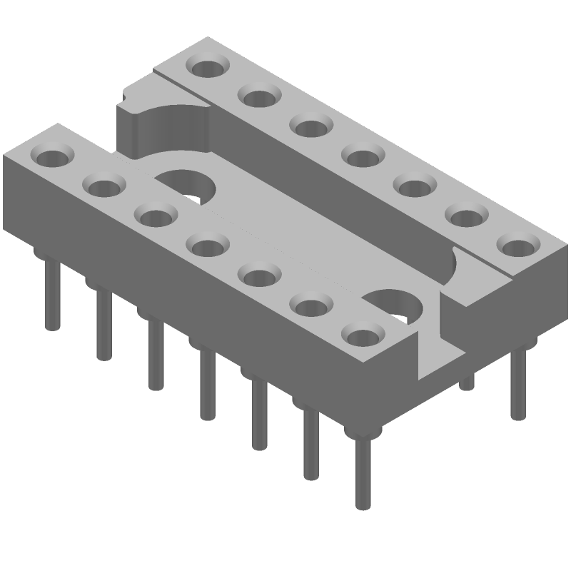 14 Pos DIP Socket, 2.54mm Pitch, Gold Contacts, 3A, Thru-Hole