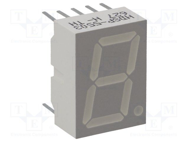 1-Digit Red LED Display, 0.56" Segment, DIP, 30mA, 2.1V