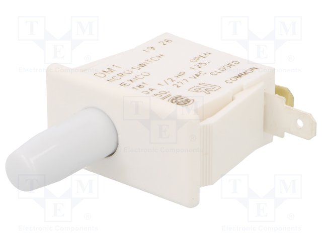 SPDT Safety Interlock Switch, 10A 277VAC, Plunger, Quick Connect