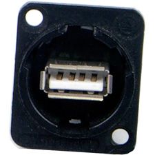 USB-A Female-Female Panel Mount Adapter, Black