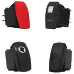 DPDT Rocker Switch, ON/OFF/ON, 20A 12VDC, Quick Connect, Panel Mount