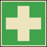 Wolk Adhesive Film Green/White First Aid Sign, 150 x 150mm