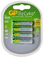 GP BATTERIES         GP85AAAHCB-C4             Rechargeable Battery, ReCyKo, Pack of 4, Nickel Metal Hydride, 800 mAh, 1.2 V, AAA