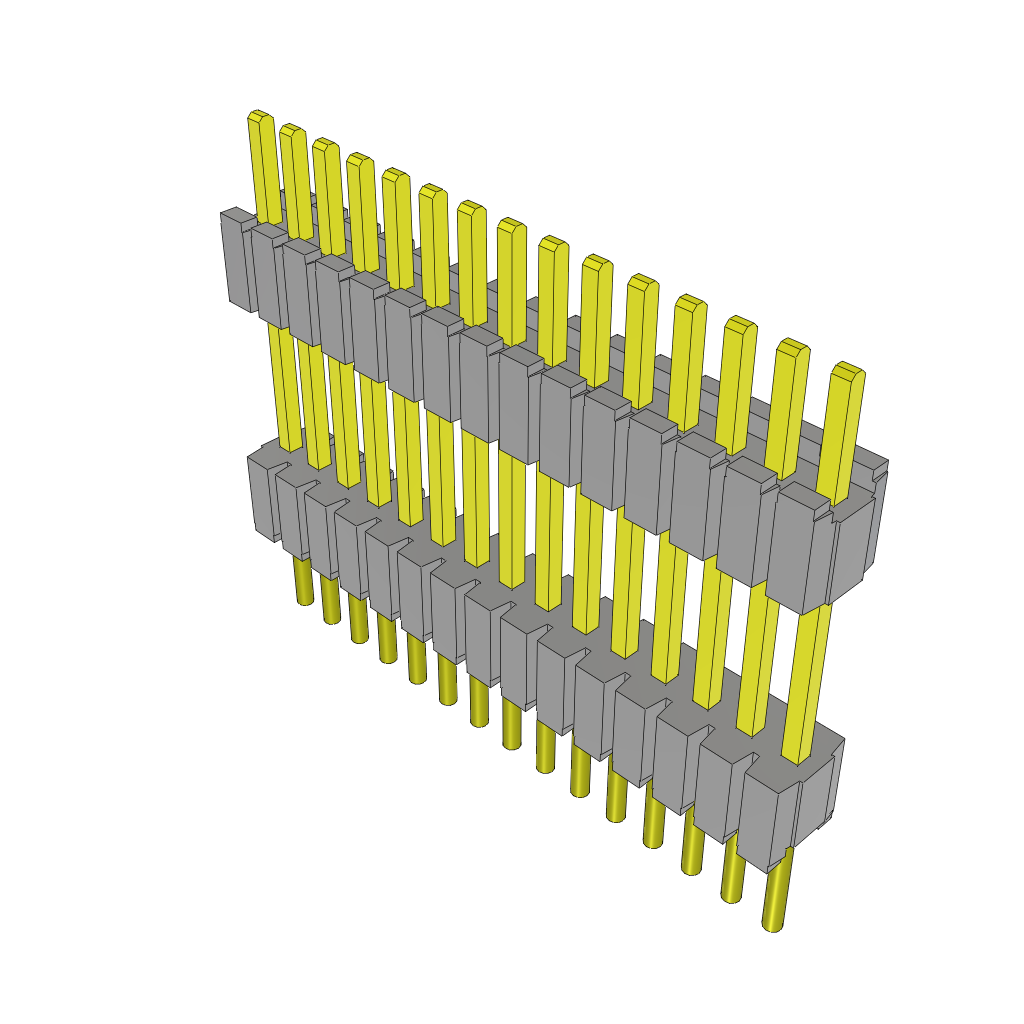 15-Position Through-Hole Header, 1.27mm Pitch, Gold Contact Plating, Black