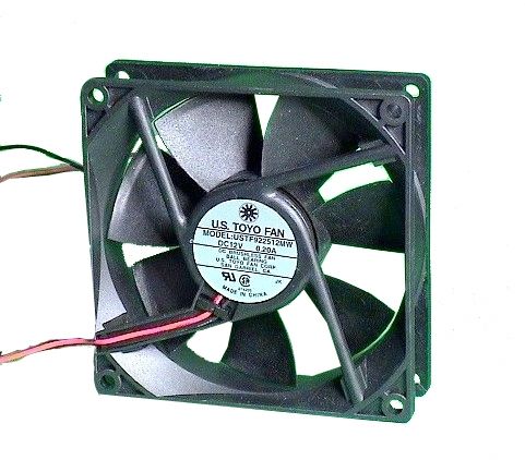 DC Axial Ball Bearing Fan, 24 VDC, 3.12 Watts, 0.13 AMPS, 3200 RPM, 38 dB (A) @ 1M NOISE, 57.9 CFM, Size: 92mm sq x...