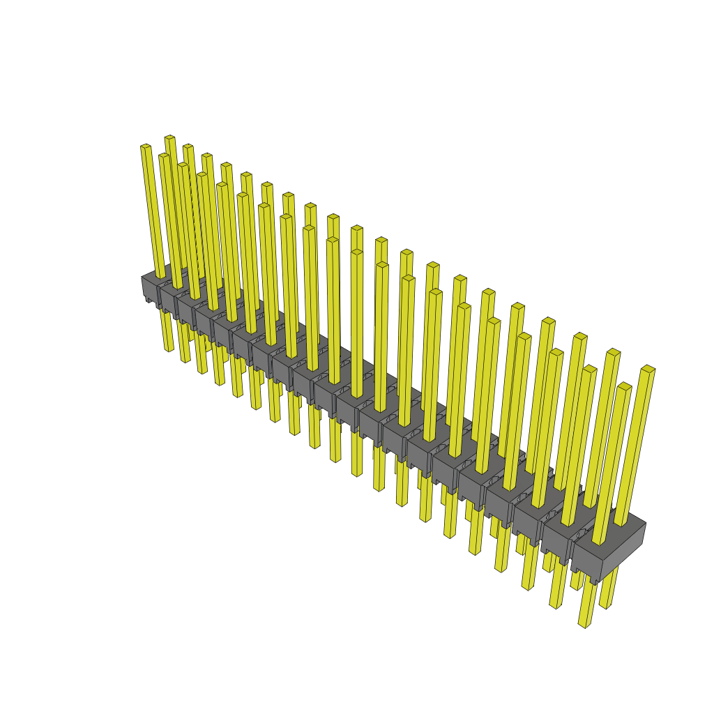 40-Contact Unshrouded HDR Header, 2.54mm Pitch, Through Hole Mount