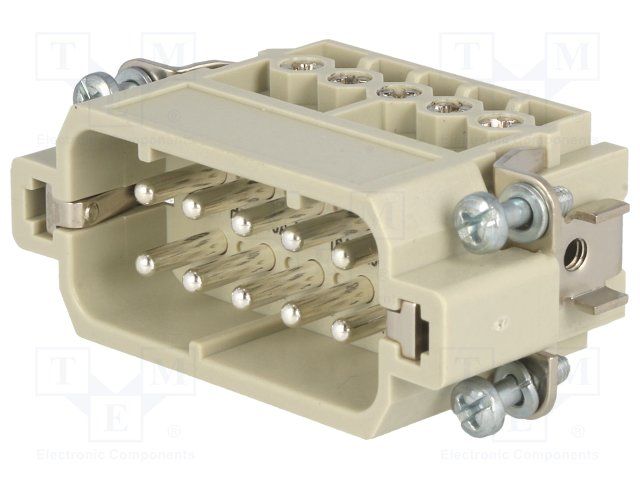 10 Pos Rectangular Connector, Male, 16A, 600V, Screw Term