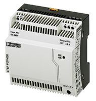 PHOENIX CONTACT STEP-PS/1AC/24DC/3.8/C2LPS AC/DC DIN Rail Power Supply, 1 Output, 85 VAC, 264 VAC, 91.2 W, 24 VDC
