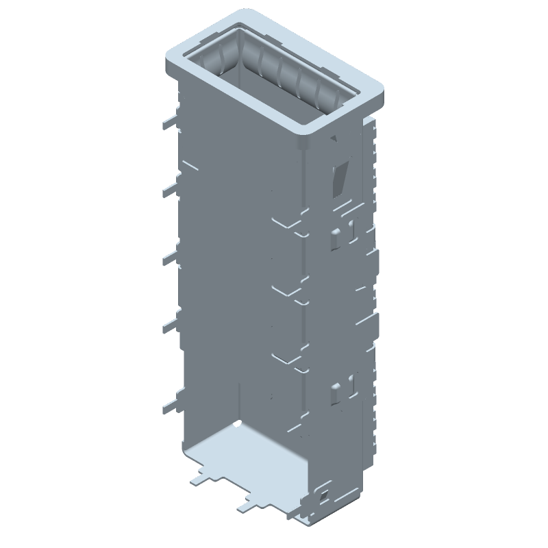 QSFP+ Cage, Right Angle, 56Gbps, 38 Contacts, Press-Fit