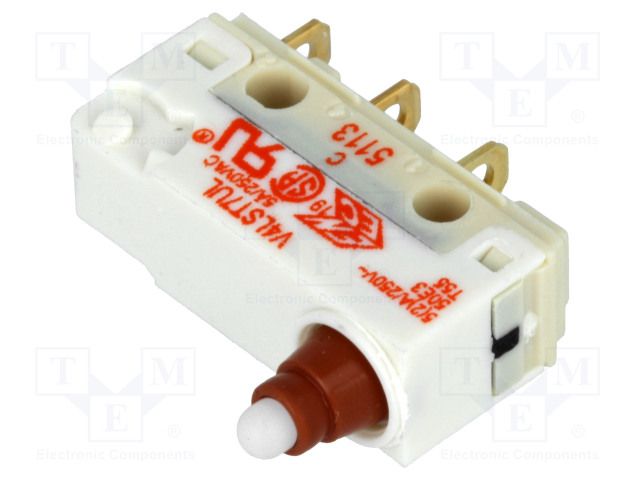 Micro switch 5 A Plunger 1 change-over (CO), V4LST7UL, Burgess