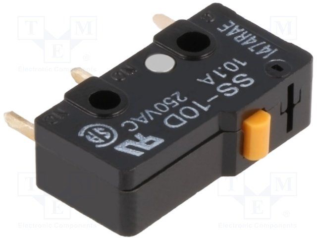 SPDT Snap Action Switch, 10.1A 250VAC, Pin Plunger, PC Pins