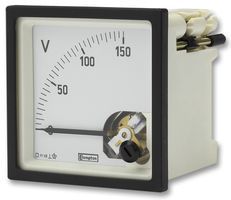 TE CONNECTIVITY / CROMPTON E243-01V-G-PZ-PZ Analogue Panel Meter, Shock Resistant, Calibrated at 23C, DC Voltage, 0V to 150V, 68 mm, 68 mm