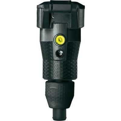 Safety mains socket PVC + voltage display 230 V Black