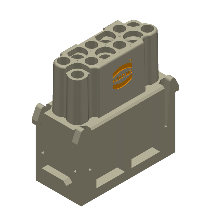 12 Pos Female Rectangular Connector, 10A, 250V, Crimp