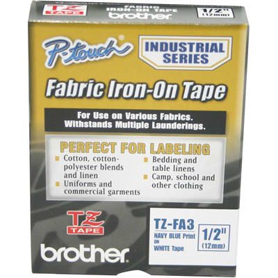Tape;  Fabric;  12mm;  Navy Blue on White