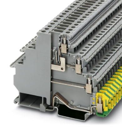 7 Pos Screw Terminal Block, 24A, 300V, DIN Rail, Grey