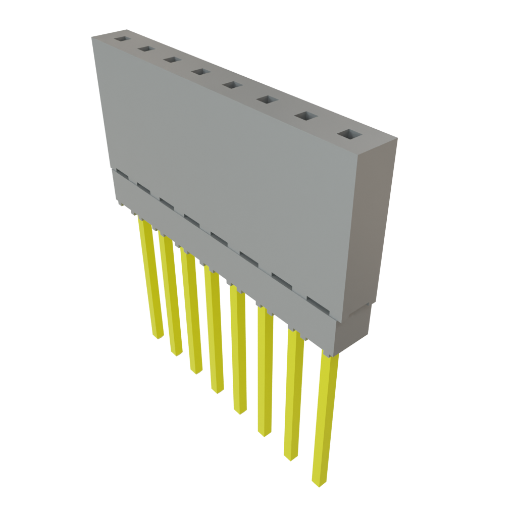 8-Contact Elevated Socket Header, SKT, 2.54mm Pitch, Through Hole Mount
