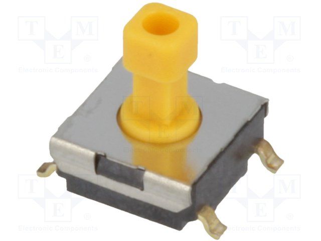 Tactile Switch SPST-NO 50mA 24VDC SMD Plunger Yellow