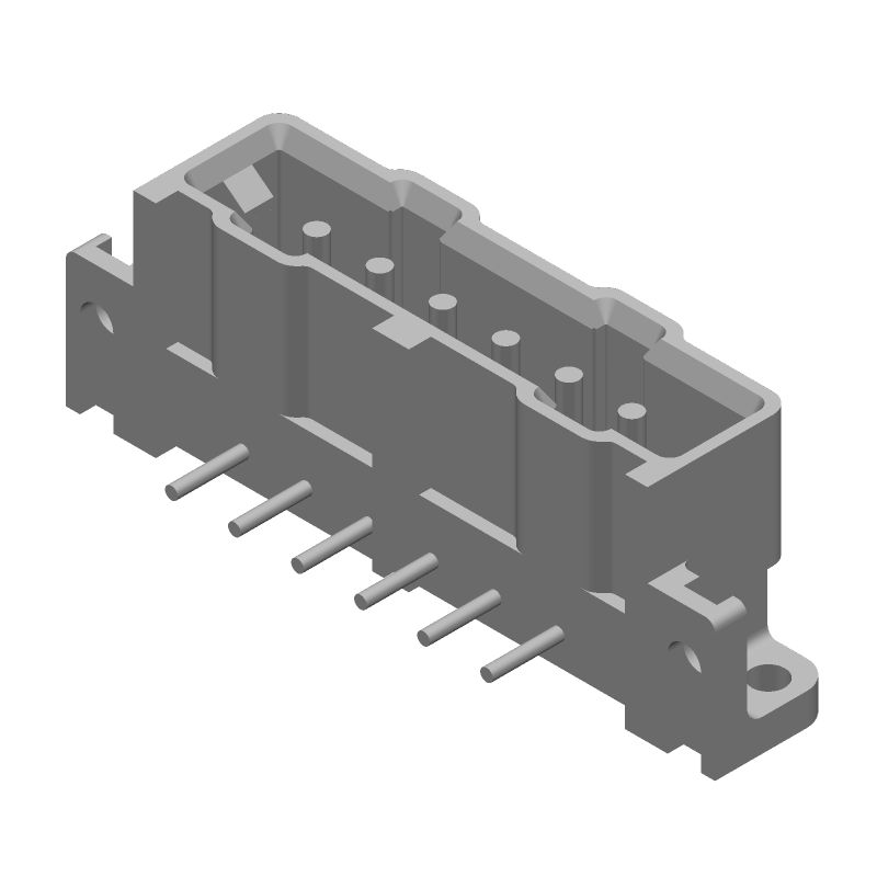6 Pos 7.5A RA Pin Header, Wire-to-Board, 0.197" Pitch, Tin/Gold