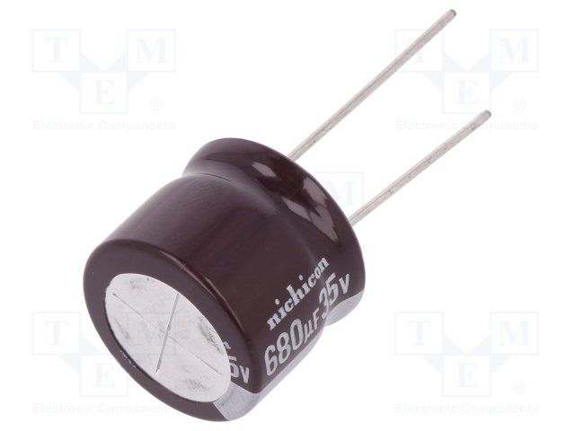 680uF 35V Radial Aluminum Electrolytic Capacitor 1.27A 105C