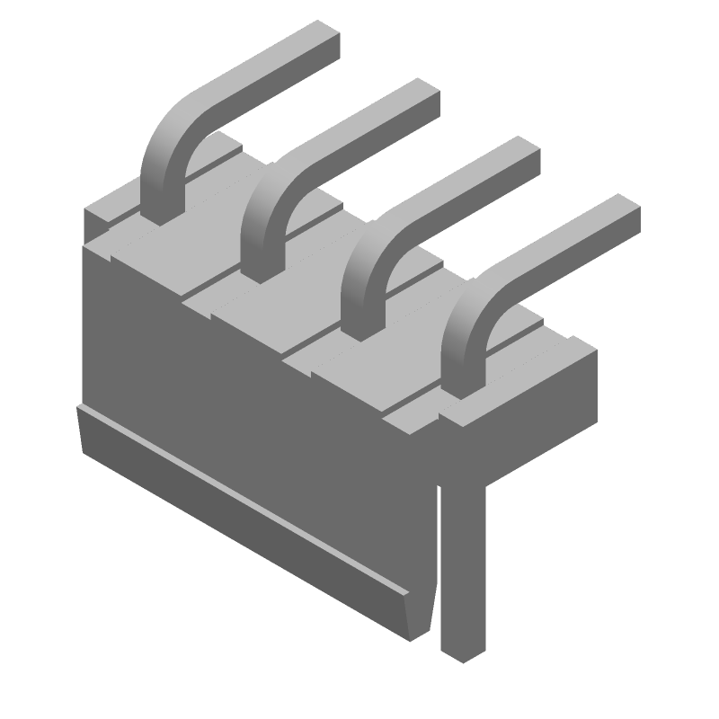 4 Pos Power Connector, 8A, 5.08mm Pitch, RA Solder TH, Male Pin