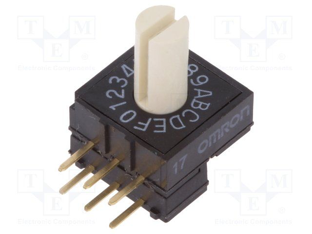 Rotary DIP Switch, 16 Pos, 25mA, 24VDC, Right Angle, Through Hole