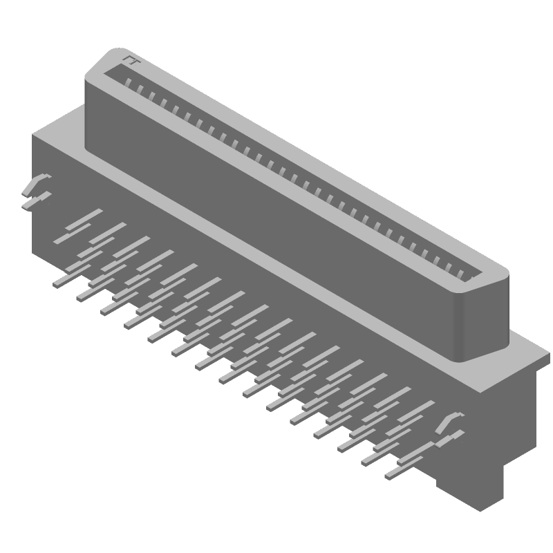 60 Pos SCSI Connector, 1.27mm Pitch, RA Thru-Hole, Female, Gold/Tin Plating