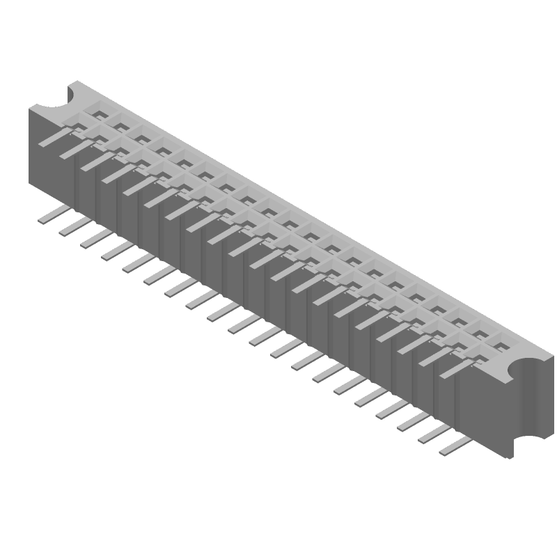 40 Pos 2.54mm RA Solder Socket Header, Gold, 3A