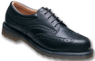 Executive Black Smooth Leather 4 Eyelet Lace Brogue Safety Shoe