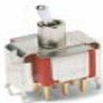 DP3T Toggle Switch, 5A 250VAC/28VDC, ON ON ON, PC Pins, Round Lever