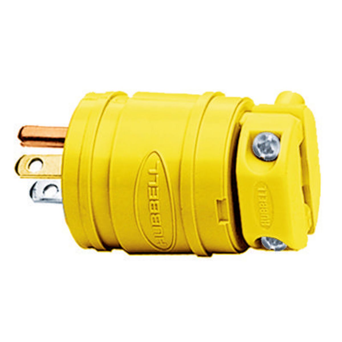 15A 125V Yellow PVC Power Entry Plug Connector, Male Pin