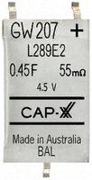 CAP-XX 0.45F Electric Double Layer Capacitor 4.5 V dc 20% tolerance