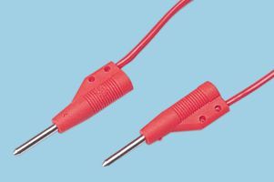 HIRSCHMANN TEST AND MEASUREMENT 973596101 Test Lead, 2mm Banana Plug to 2mm Banana Plug, Red, 60 V, 6 A, 1 m
