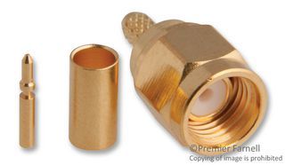 RF SMA Connector, Male, Crimp, 50 Ohm, 12.4GHz, Gold