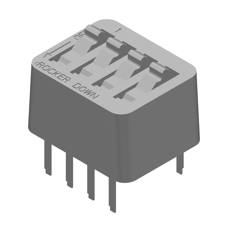 4 Pos Rotary Slide DIP Switch, 1A, 40VDC, Gold Plated