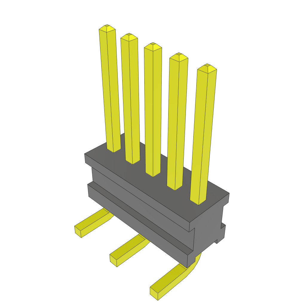 5-Contact Male Connector, 1.27mm Pitch, Gold Plating, Solder Termination, Bulk Packaging