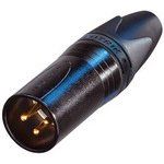 3-Pin Male XLR Power Connector, 16A, Solder, IP40, Black