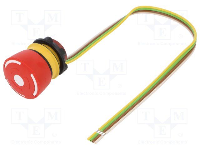 Illuminated Pushbutton Switch, 32mm, 2NC, 250VAC, Red/Yellow
