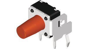 Switch Tactile N.O. SPST Round Button PC Pins 0.05A 12VDC 0.98N Thru-Hole Bag