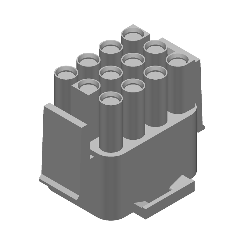12 Pos 6.35mm Crimp Wire Housing, 19A, 600V, Straight, UL94 V-2