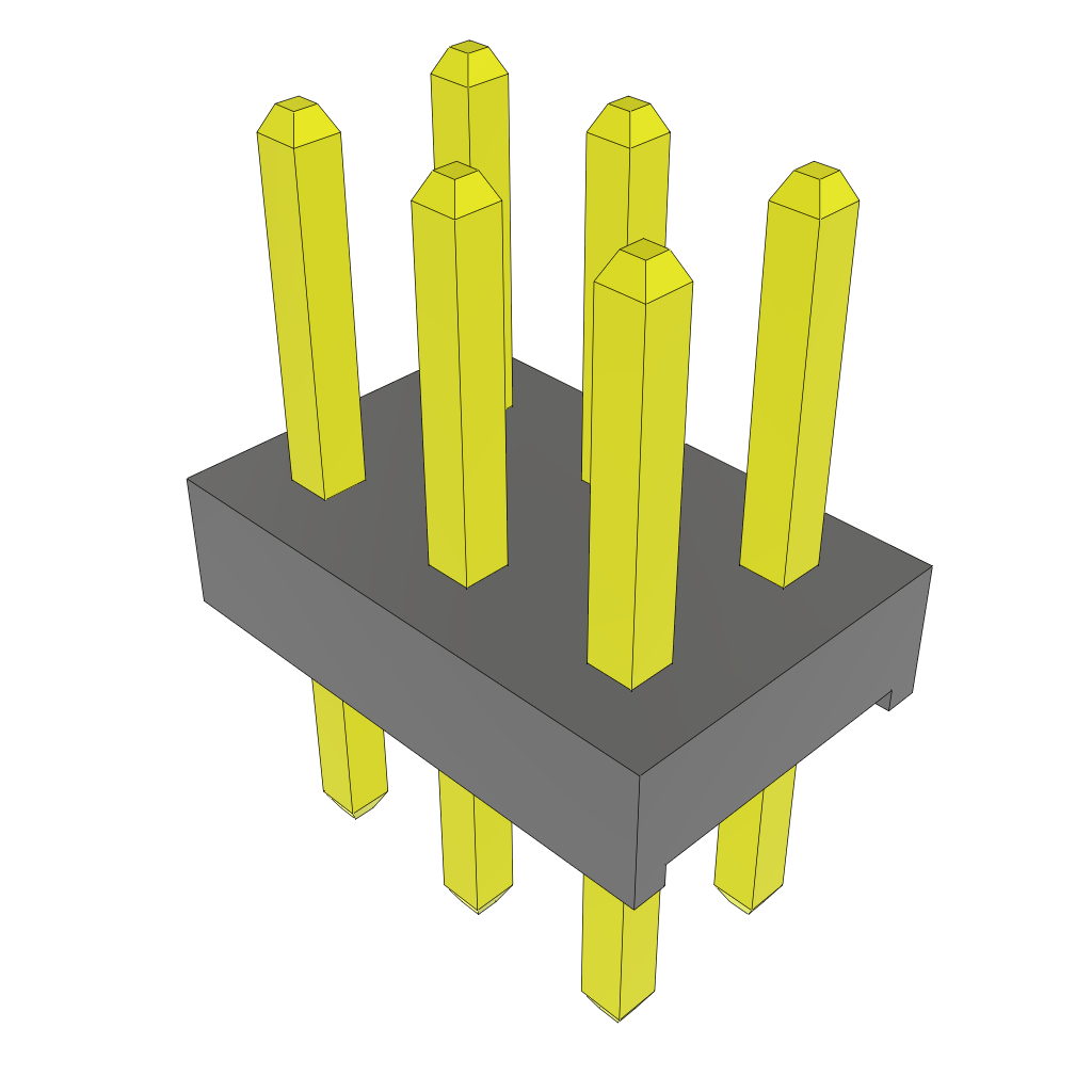 6-Contact Unshrouded Header, HDR, 2mm Pitch, 2-Row, Through Hole Mount